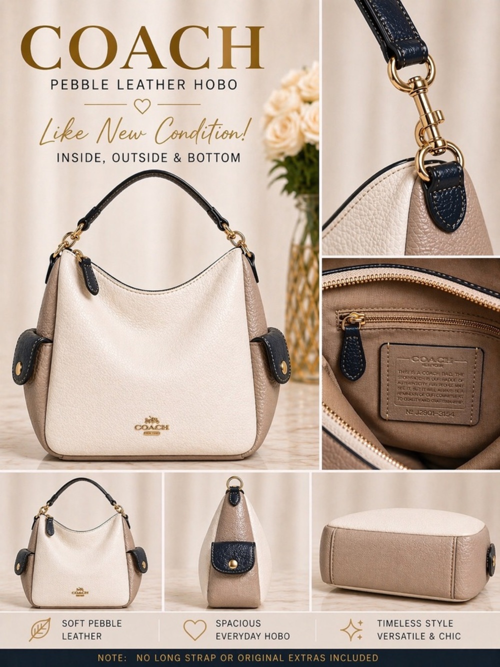 Coach Pennie Shoulder Bag In Colorblock Chalk - Picture 4 of 5